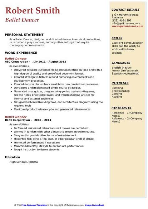 dance resume examples|Dance Résumé Examples, Template, and Advice .